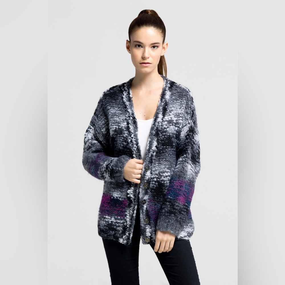 Elizabeth and James chunky knit wool space dye cardigan
